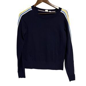 Women's Gap Blue Sweater with Pastel Stripes Down the Side